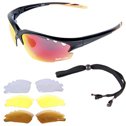 Rapid Eyewear ‘Expert Cycle’ GAFAS DE SOL PARA CICLISMO. También para mtb, correr y escalar. Para hombre y mujer. Lentes transparentes y polarizadas incluidas