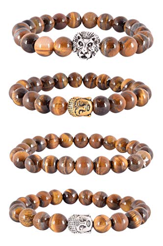 Ratnagarbha Tiger-Eye Reiki Yoga Meditation Healing Charms Stretchable Gemstone Beads All 4 Bracelet for Men/Women, Wholesale Price.