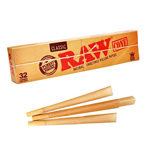 Raw Classic - Pack de 32 conos tamaño grande listos para rellenar - Papel de liar natural