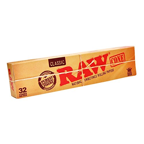 Raw Classic - Pack de 32 conos tamaño grande listos para rellenar - Papel de liar natural