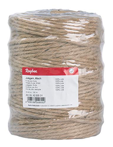 Rayher Hilo de Yute, Sextuple, 4-6mm ø Aprox, Natural, Bobina 120m Rayher Hilo de Yute, Sextuple, 4-6mm ø Aprox, Natural, Bobina 120m