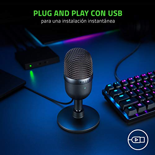 Razer Seiren Mini Micrófono compacto para USB para streaming, compacto con patrón polar supercardioide, soporte inclinable, amortiguador integrado, Quartz / Rosa Razer Seiren Mini Micrófono compacto para USB para streaming, compacto con patrón polar supercardioide, soporte inclinable, amortiguador integrado, Quartz / Rosa