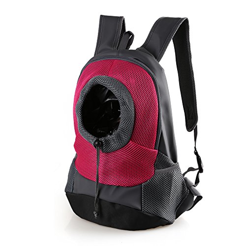 RC GearPro Mochila portátil para Mascotas, diseño de Cabeza hacia afuera, Ajustable, para Gato, Perro, Viaje, Bolso de Hombro Delantero, fácil de Ajustar para Viajar, Caminar, Acampar (S, Rosa Rojo)