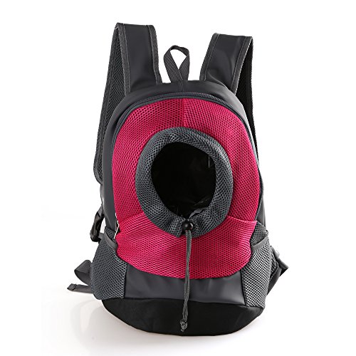 RC GearPro Mochila portátil para Mascotas, diseño de Cabeza hacia afuera, Ajustable, para Gato, Perro, Viaje, Bolso de Hombro Delantero, fácil de Ajustar para Viajar, Caminar, Acampar (S, Rosa Rojo)