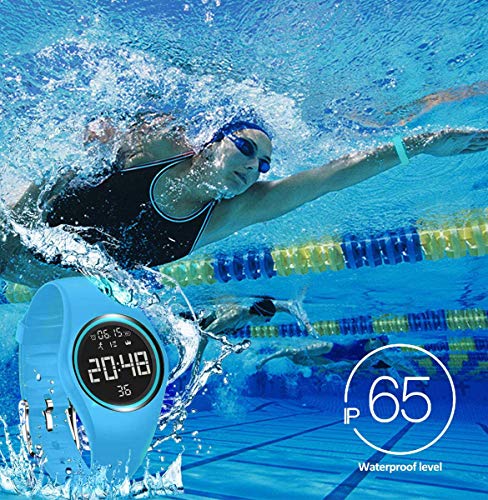 RCruning-EU Pulsera Actividad Impermeable IP68 Fitness Smartwatch Tracker Contador de Pasos, Contador de Calorías,Distancia niños Mujer Hombre - Non-Bluetooth Non-App Azul Claro