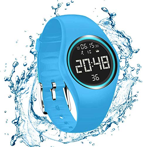 RCruning-EU Pulsera Actividad Impermeable IP68 Fitness Smartwatch Tracker Contador de Pasos, Contador de Calorías,Distancia niños Mujer Hombre - Non-Bluetooth Non-App Azul Claro