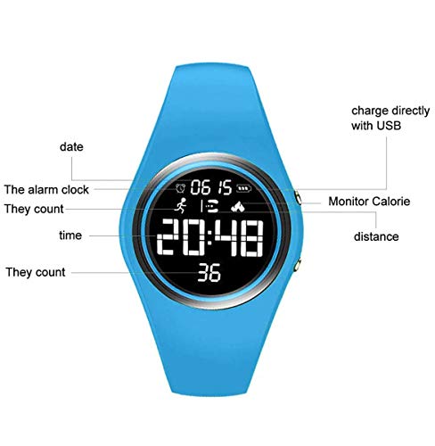 RCruning-EU Pulsera Actividad Impermeable IP68 Fitness Smartwatch Tracker Contador de Pasos, Contador de Calorías,Distancia niños Mujer Hombre - Non-Bluetooth Non-App Azul Claro
