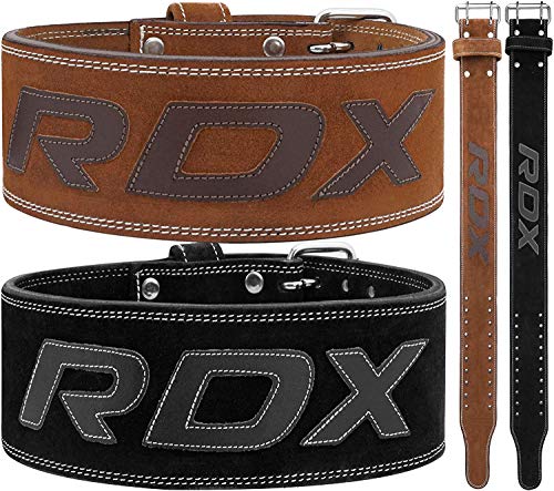 RDX Cinturon Musculacion para Power Lifting Gimnasio Entrenamiento | Aprobado por IPL y USPA | 4" Lumbar Doble Hebilla Peso Levantamiento Cinturón para Gym Fitness, Muscular, Xfit Ejercicio, Deadlifts