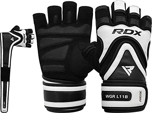 RDX Guantes Gimnasio con Muñequera Pesas Entrenamiento Halterofilia Fitness Musculacion Culturismo Weightlifting Levantamiento Powerlifting Workout Antideslizante Gym Gloves