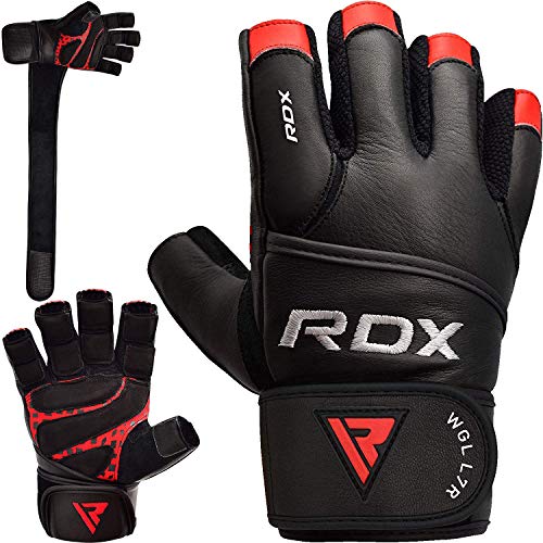 RDX Guantes Gimnasio Cuero con Muñequera Fitness Musculacion Culturismo Gym Levantamiento RDX Guantes Gimnasio Cuero con Muñequera Fitness Musculacion Culturismo Gym Levantamiento
