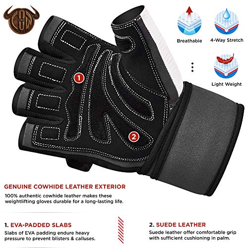 RDX Guantes Gimnasio Cuero con Muñequera Fitness Musculacion Culturismo Gym Levantamiento Pesas Entrenamiento Halterofilia Powerlifting Antideslizante Workout Weightlifting Gloves RDX Guantes Gimnasio Cuero con Muñequera Fitness Musculacion Culturismo Gym Levantamiento Pesas Entrenamiento Halterofilia Powerlifting Antideslizante Workout Weightlifting Gloves