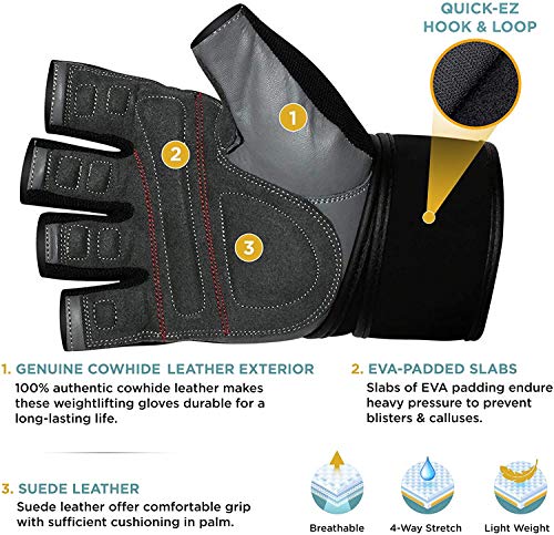 RDX Guantes Gimnasio Cuero con Muñequera Fitness Musculacion Culturismo Gym Levantamiento Pesas Entrenamiento Halterofilia Powerlifting Workout Antideslizante Weightlifting Gloves RDX Guantes Gimnasio Cuero con Muñequera Fitness Musculacion Culturismo Gym Levantamiento Pesas Entrenamiento Halterofilia Powerlifting Workout Antideslizante Weightlifting Gloves