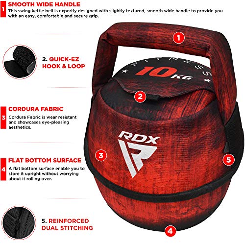 RDX Pesa Rusa Kettlebell Peso Swing Entrenamiento Front Squat Russian Sit-up Levantamiento de Pesas Bolsa de Arena Dumbells Muscular Equipos de Gimnasia para Yoga Ejercicio Deportivo 2kg a 10kg