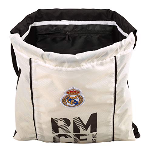 Real Madrid, 40 cm, 611854196 2018 Bolsa de Cuerdas para el Gimnasio, Unisex, Blanca/Negra Real Madrid, 40 cm, 611854196 2018 Bolsa de Cuerdas para el Gimnasio, Unisex, Blanca/Negra