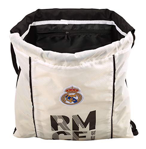 Real Madrid, 40 cm, 611854196 2018 Bolsa de Cuerdas para el Gimnasio, Unisex, Blanca/Negra