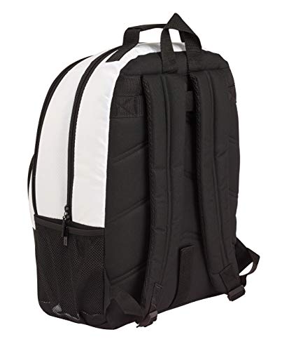 Real Madrid CF Equipaje para niños Mochila Grande Doble Adaptable a Carro, Blanco, 42 cm