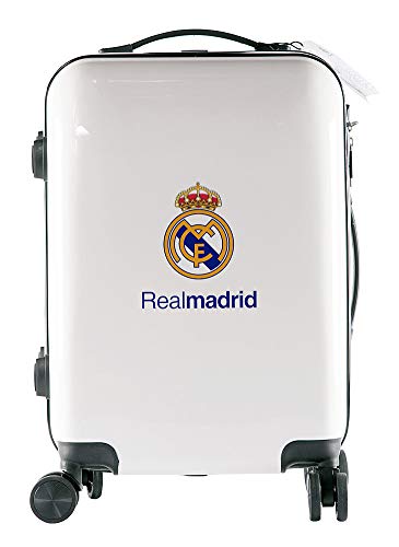 Real Madrid - Pack de Viaje Maleta y Accesorios - Producto Oficial del Equipo Temporada 19/20. Incluye Almohada Cervical, Organizador de Equipaje, Neceser, Antifaz y Etiqueta de Equipaje.