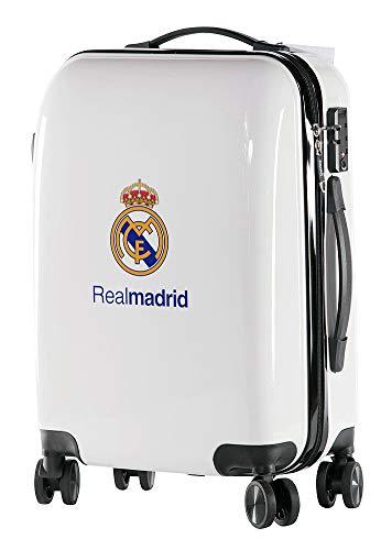 Real Madrid - Pack de Viaje Maleta y Accesorios - Producto Oficial del Equipo Temporada 19/20. Incluye Almohada Cervical, Organizador de Equipaje, Neceser, Antifaz y Etiqueta de Equipaje.