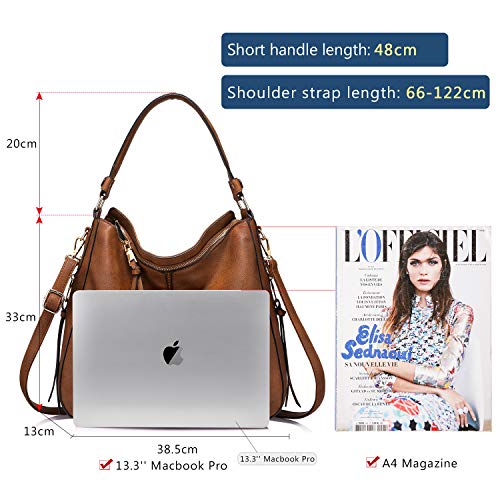 Realer Bolso Mujer Hobo Casual Bolsos Bandolera Sintetico Bolsos de Hombro Cuero PU Grande Shopper Bolsa Tote Vintage Marron