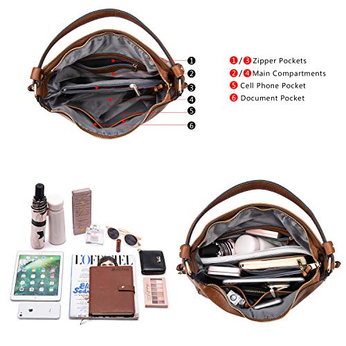 Realer Bolso Mujer Hobo Casual Bolsos Bandolera Sintetico Bolsos de Hombro Cuero PU Grande Shopper Bolsa Tote Vintage Marron Realer Bolso Mujer Hobo Casual Bolsos Bandolera Sintetico Bolsos de Hombro Cuero PU Grande Shopper Bolsa Tote Vintage Marron