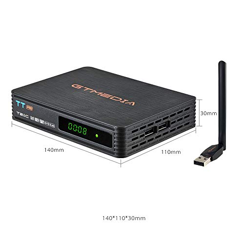 Receptores de TDT Decodificador Digital Terrestre - GT MEDIA TT Pro Sintonizador DVB-T2 & DVB-Cable con Antenna WiFi, Soporte USB 1080P/ H.265 Youtube PVR LCN EPG Timeshift Dolby