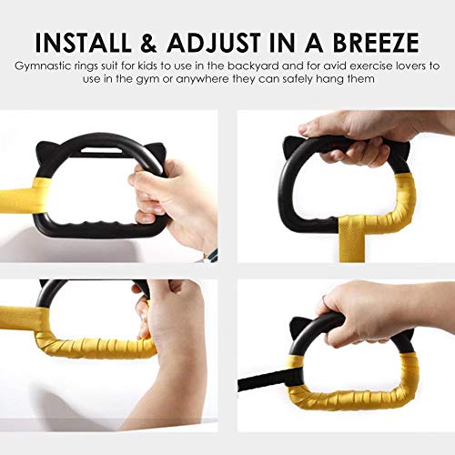 RecoverLOVE Anillos de Gimnasia con Barra de Trapecio para niños, Patio de Juegos para niños, Ejercicio en casa, Anillos de Gimnasio con Correas, Anillos de Gimnasia, Juego de Gimnasio en casa