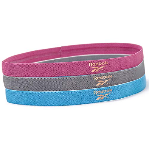 Reebok Bandas Deportivas para el Cabello (3 Pack), Azul Metálico, Baya, Gris Reebok Bandas Deportivas para el Cabello (3 Pack), Azul Metálico, Baya, Gris