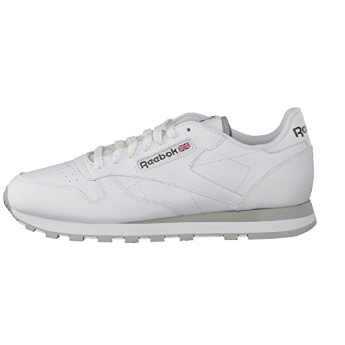 Reebok Classic Leather - Zapatillas de cuero para hombre, color blanco (int-white / lt. grey), talla 42