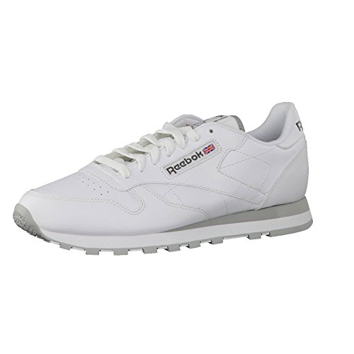 Reebok Classic Leather - Zapatillas de cuero para hombre, color blanco (int-white / lt. grey), talla 42