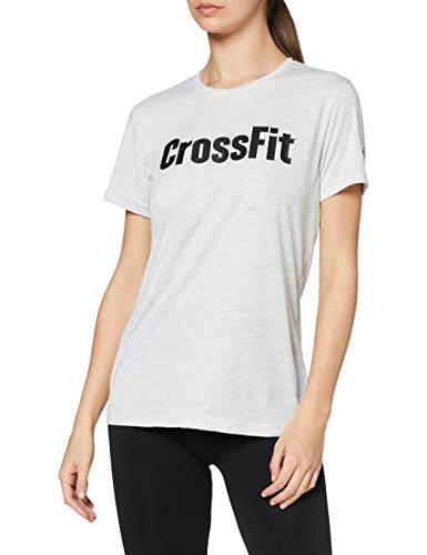 Reebok Crossfit Rd Camiseta de Manga Corta, Mujer, Gris (Light Grey Heather), L Reebok Crossfit Rd Camiseta de Manga Corta, Mujer, Gris (Light Grey Heather), L
