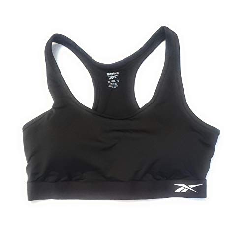 Reebok Women's Wireless Racerback Sports Bra - Medium Impact Athletic Active Fitness & Gym Bralette w/Keyhole Cutout - Black Cardio 2.0, X-Large