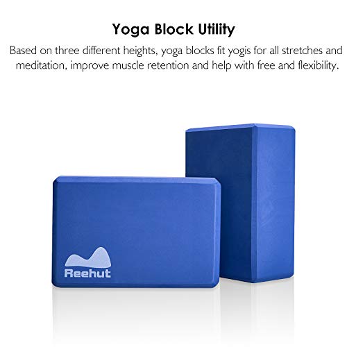 REEHUT Bloques de Yoga (1pc o 2pcs) - Bloque de Espuma EVA de Alta Densidad para Apoyar y Profundizar Las Poses, Mejorar la Fuerza y Ayudar en el Equilibrio y la Flexibilidad (Azul,1pc)