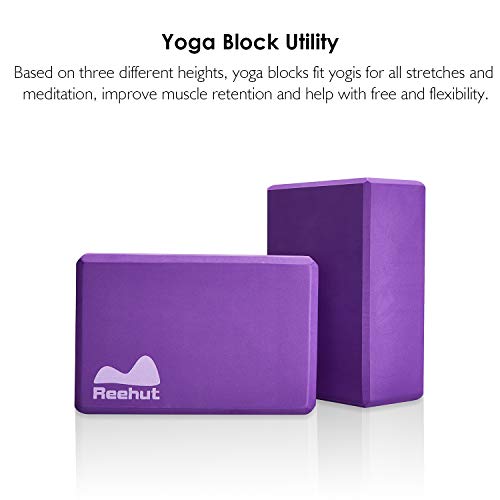 REEHUT Bloques de Yoga (1pc o 2pcs) - Bloque de Espuma EVA de Alta Densidad para Apoyar y Profundizar Las Poses, Mejorar la Fuerza y Ayudar en el Equilibrio y la Flexibilidad (Morado,1pc)