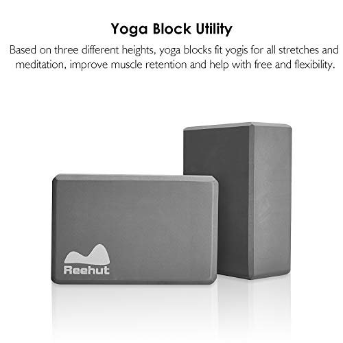 REEHUT Bloques de Yoga (1pc o 2pcs) - Bloque de Espuma EVA de Alta Densidad para Apoyar y Profundizar Las Poses, Mejorar la Fuerza y Ayudar en el Equilibrio y la Flexibilidad (Gris,1pc)