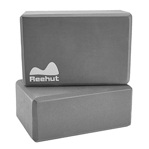 REEHUT Bloques de Yoga (1pc o 2pcs) - Bloque de Espuma EVA de Alta Densidad para Apoyar y Profundizar Las Poses, Mejorar la Fuerza y Ayudar en el Equilibrio y la Flexibilidad (Gris,1pc)