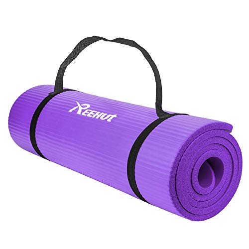 REEHUT Esterilla de ejercicio NBR Fitness Yoga esterillas – 12 mm extra gruesa de alta densidad multiusos para pilates, fitness y entrenamiento con correa de transporte (morado) REEHUT Esterilla de ejercicio NBR Fitness Yoga esterillas – 12 mm extra gruesa de alta densidad multiusos para pilates, fitness y entrenamiento con correa de transporte (morado)