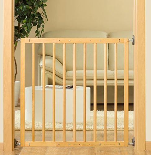 Reer 46211 - Puerta de seguridad para niños con cerrojo, 106 cm, color: madera - natural