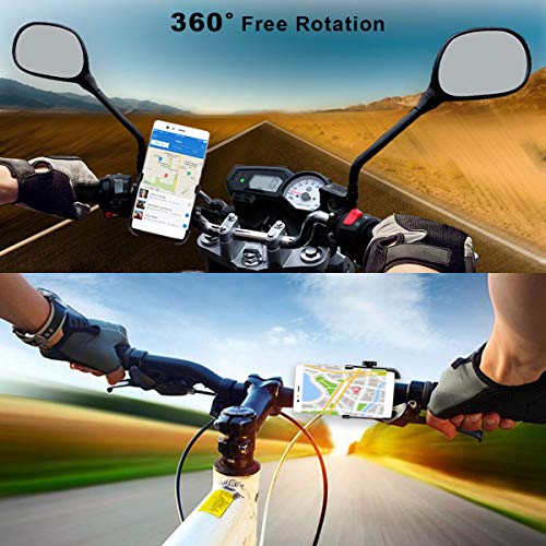 REETEE Soporte Movil Bicicleta, Soporte de Móvil Deportiva con 360 Rotación para iPhone y 4.5"-6.0" Smartphones, Soporte Manillar para Bicicleta de montaña y Motocicleta(Negro)