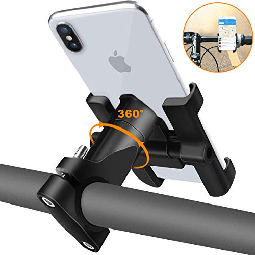 REETEE Soporte Movil Bicicleta, Soporte de Móvil Deportiva con 360 Rotación para iPhone y 4.5"-6.0" Smartphones, Soporte Manillar para Bicicleta de montaña y Motocicleta(Negro)