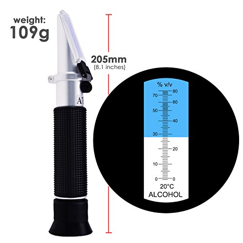 Refractómetro de alcohol con rango de ATC 0 ~ 80% para el fabricante de vinos Winemakers Concentration Tester