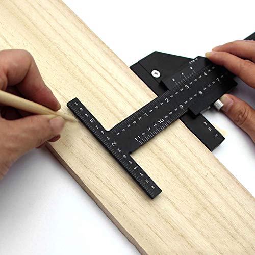 【?????? ?? ???????】 Regla en T, regla de trazado de medidas de aleación de aluminio negra, multifunción para taller, caja de herramientas, modeladores, manualidades caseras 【?????? ?? ???????】 Regla en T, regla de trazado de medidas de aleación de aluminio negra, multifunción para taller, caja de herramientas, modeladores, manualidades caseras