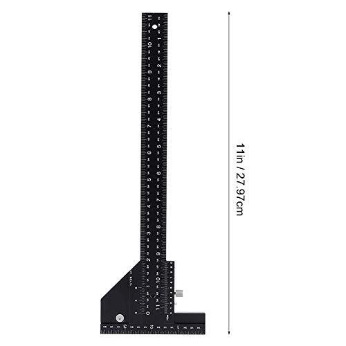 【?????? ?? ???????】 Regla en T, regla de trazado de medidas de aleación de aluminio negra, multifunción para taller, caja de herramientas, modeladores, manualidades caseras