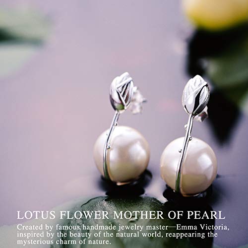 ♥ Regalo para ti♥ Springlight Pendientes colgantes de plata de ley S925 con flor de loto para mujer y niña, hecho a mano, joyería natural regalo