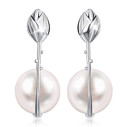 ♥ Regalo para ti♥ Springlight Pendientes colgantes de plata de ley S925 con flor de loto para mujer y niña, hecho a mano, joyería natural regalo