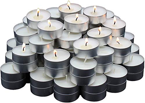 REGALOS ESTRELLA AZUL Velas Blancas, Velas de té sin Aroma, 38 mm, parafina, duración de combustión: 4 Horas (100 Unidades)