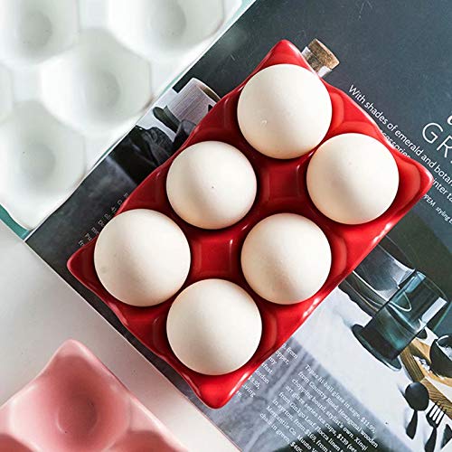 Rejillas Bandejas para huevos Soporte de cerámica para huevos Caja de huevos antideslizante Congelador Almacenamiento de huevos a prueba de golpes para el hogar Cocina Restaurante, Verde claro, Puede