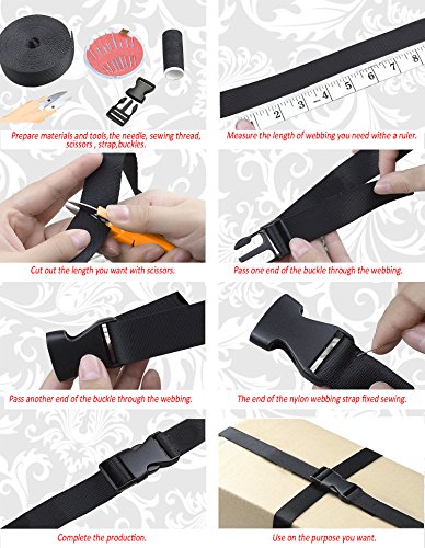 REKYO Cincha Pesado De 1 Pulgada Ancho 10 Yardas Nylon Negro Y 12 PC Lado Plano Versión Hebillas Nylon Correas Cinta para Mochila De Bricolaje para Embalaje (Producto Nuevo) … (Banda + Hebillas) REKYO Cincha Pesado De 1 Pulgada Ancho 10 Yardas Nylon Negro Y 12 PC Lado Plano Versión Hebillas Nylon Correas Cinta para Mochila De Bricolaje para Embalaje (Producto Nuevo) … (Banda + Hebillas)