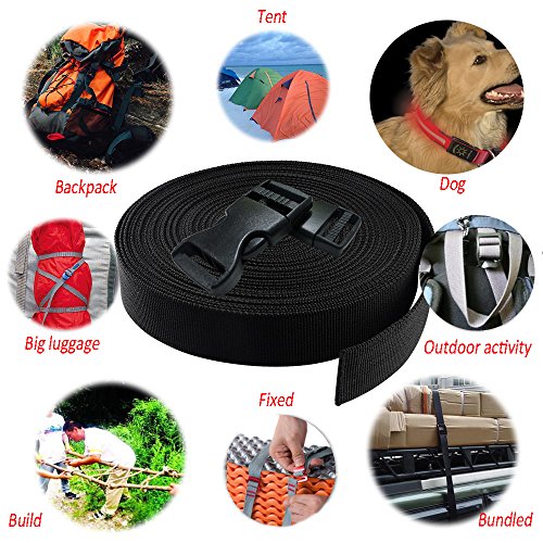 REKYO Cincha Pesado De 1 Pulgada Ancho 10 Yardas Nylon Negro Y 12 PC Lado Plano Versión Hebillas Nylon Correas Cinta para Mochila De Bricolaje para Embalaje (Producto Nuevo) … (Banda + Hebillas) REKYO Cincha Pesado De 1 Pulgada Ancho 10 Yardas Nylon Negro Y 12 PC Lado Plano Versión Hebillas Nylon Correas Cinta para Mochila De Bricolaje para Embalaje (Producto Nuevo) … (Banda + Hebillas)