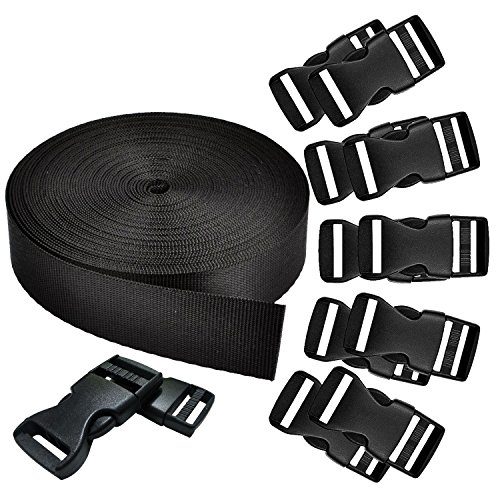 REKYO Cincha Pesado De 1 Pulgada Ancho 10 Yardas Nylon Negro Y 12 PC Lado Plano Versión Hebillas Nylon Correas Cinta para Mochila De Bricolaje para Embalaje (Producto Nuevo) … (Banda + Hebillas) REKYO Cincha Pesado De 1 Pulgada Ancho 10 Yardas Nylon Negro Y 12 PC Lado Plano Versión Hebillas Nylon Correas Cinta para Mochila De Bricolaje para Embalaje (Producto Nuevo) … (Banda + Hebillas)
