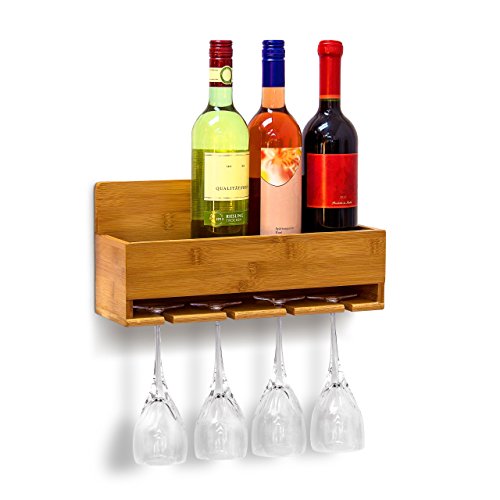 Relájese días 10019144 estante del vino con Glass Wine Rack Holder de bambú, 17 x 37 x 11,5 cm, colour blanco y negro-marrón Relájese días 10019144 estante del vino con Glass Wine Rack Holder de bambú, 17 x 37 x 11,5 cm, colour blanco y negro-marrón